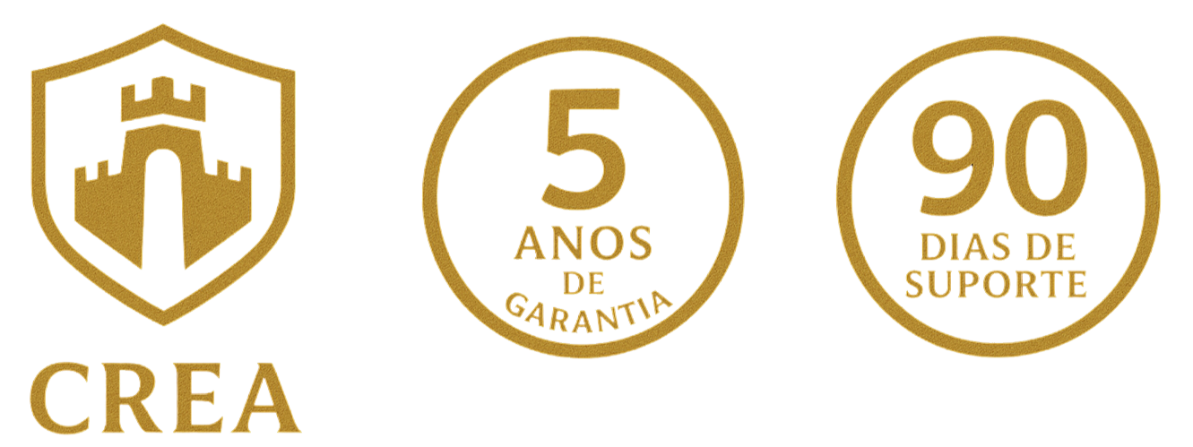 Selos de Garantia - CREA, 5 Anos de Garantia, 90 Dias de Suporte